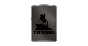 Зажигалка ZIPPO Медный всадник, с покрытием Black Ice®, латунь/сталь, чёрная, глянцевая, 36x12x56 мм